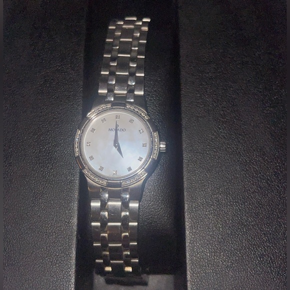 Movado Accessories - Movado Silver Bracelet Watch with diamonds White Mother-of-Pearl Dial